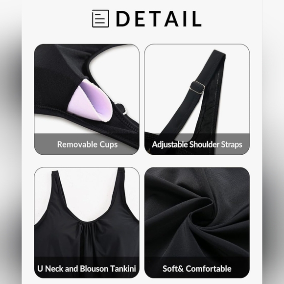 Aqua Eve Two Piece Women's Tankini #818 - Picture 9 of 11